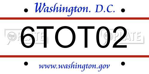 6TOT02 District Of Columbia License Plate