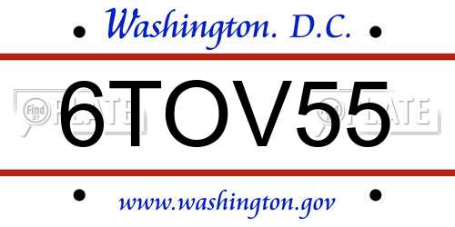 6TOV55 District Of Columbia License Plate