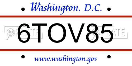 6TOV85 District Of Columbia License Plate