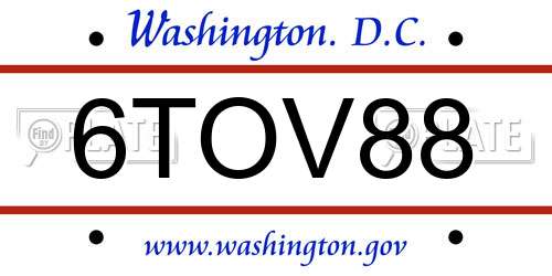 6TOV88 District Of Columbia License Plate