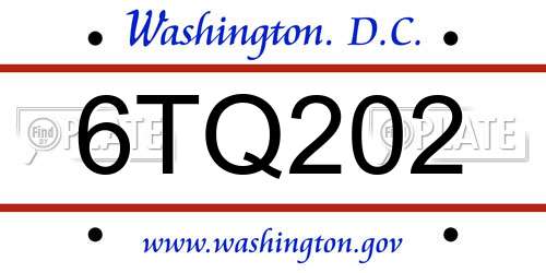 6TQ202 District Of Columbia License Plate