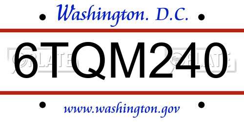 6TQM240 District Of Columbia License Plate