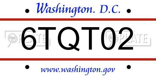 6TQT02 District Of Columbia License Plate