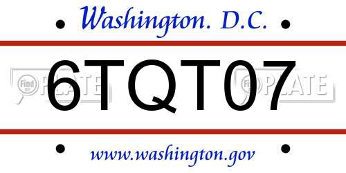 6TQT07 District Of Columbia License Plate