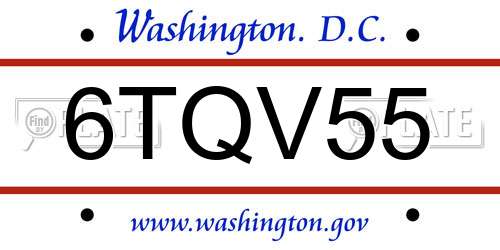 6TQV55 District Of Columbia License Plate