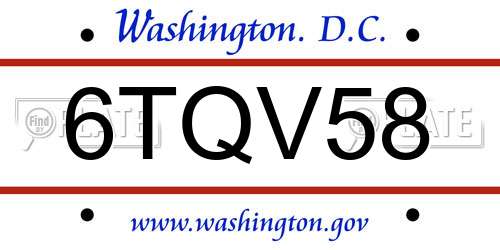 6TQV58 District Of Columbia License Plate