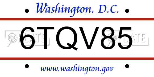 6TQV85 District Of Columbia License Plate