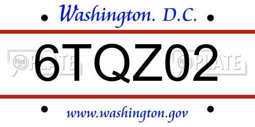 6TQZ02 District Of Columbia License Plate