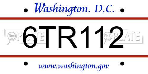 6TR112 District Of Columbia License Plate
