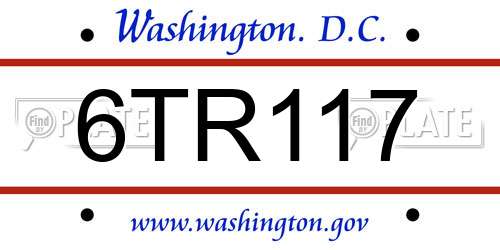 6TR117 District Of Columbia License Plate