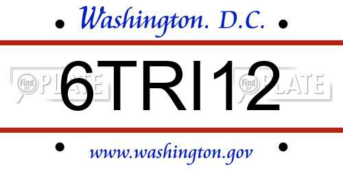 6TRI12 District Of Columbia License Plate