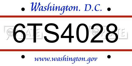 6TS4028 District Of Columbia License Plate