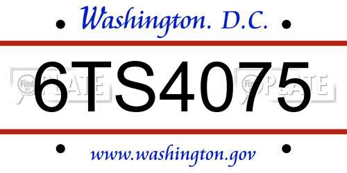 6TS4075 District Of Columbia License Plate