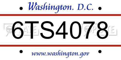 6TS4078 District Of Columbia License Plate