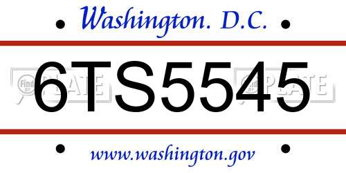 6TS5545 District Of Columbia License Plate