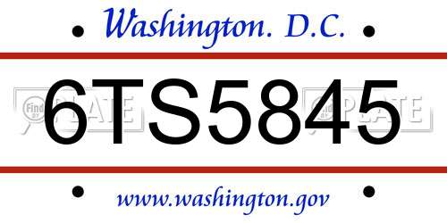 6TS5845 District Of Columbia License Plate