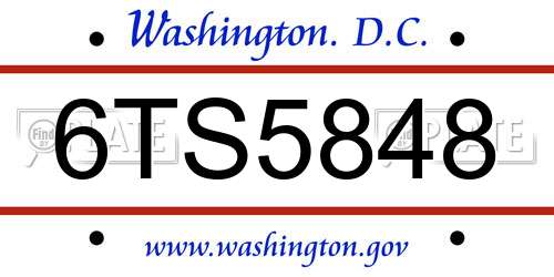6TS5848 District Of Columbia License Plate