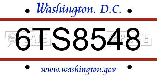 6TS8548 District Of Columbia License Plate