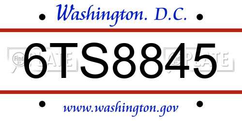 6TS8845 District Of Columbia License Plate