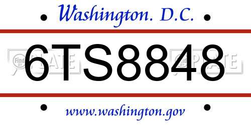6TS8848 District Of Columbia License Plate