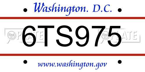 6TS975 District Of Columbia License Plate