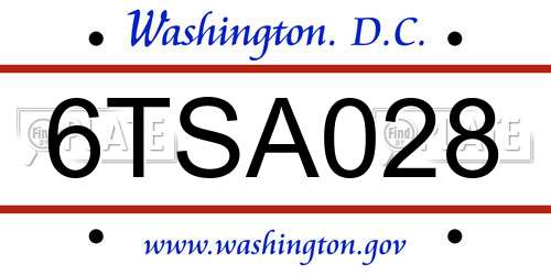 6TSA028 District Of Columbia License Plate
