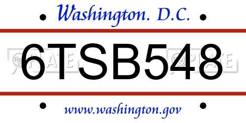 6TSB548 District Of Columbia License Plate