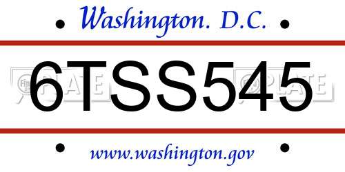 6TSS545 District Of Columbia License Plate