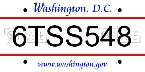 6TSS548 District Of Columbia License Plate
