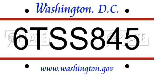 6TSS845 District Of Columbia License Plate