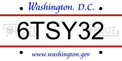 6TSY32 District Of Columbia License Plate