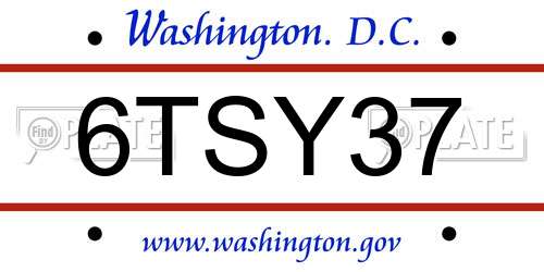 6TSY37 District Of Columbia License Plate