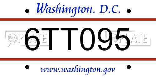 6TT095 District Of Columbia License Plate