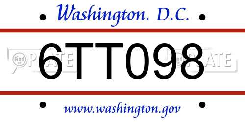 6TT098 District Of Columbia License Plate