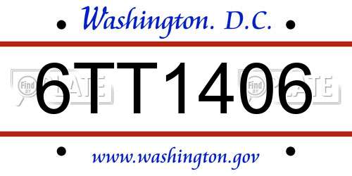 6TT1406 District Of Columbia License Plate