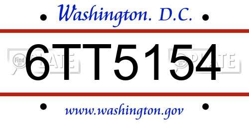 6TT5154 District Of Columbia License Plate