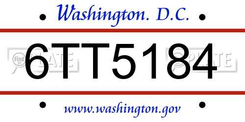 6TT5184 District Of Columbia License Plate