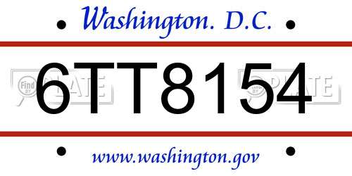 6TT8154 District Of Columbia License Plate