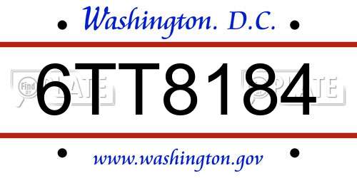 6TT8184 District Of Columbia License Plate