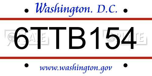 6TTB154 District Of Columbia License Plate