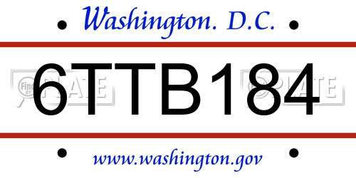 6TTB184 District Of Columbia License Plate
