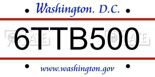 6TTB500 District Of Columbia License Plate