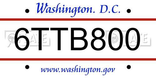6TTB800 District Of Columbia License Plate