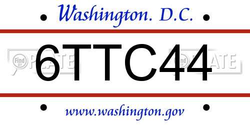 6TTC44 District Of Columbia License Plate