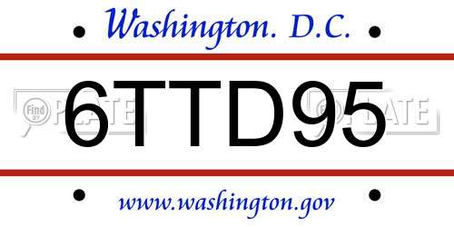 6TTD95 District Of Columbia License Plate