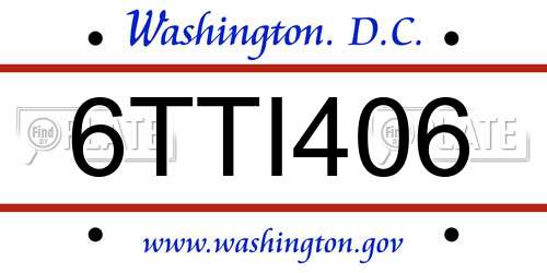 6TTI406 District Of Columbia License Plate