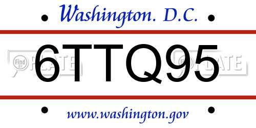 6TTQ95 District Of Columbia License Plate