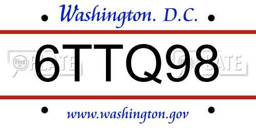 6TTQ98 District Of Columbia License Plate