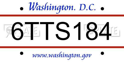 6TTS184 District Of Columbia License Plate