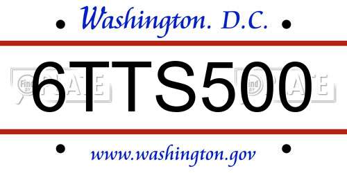 6TTS500 District Of Columbia License Plate